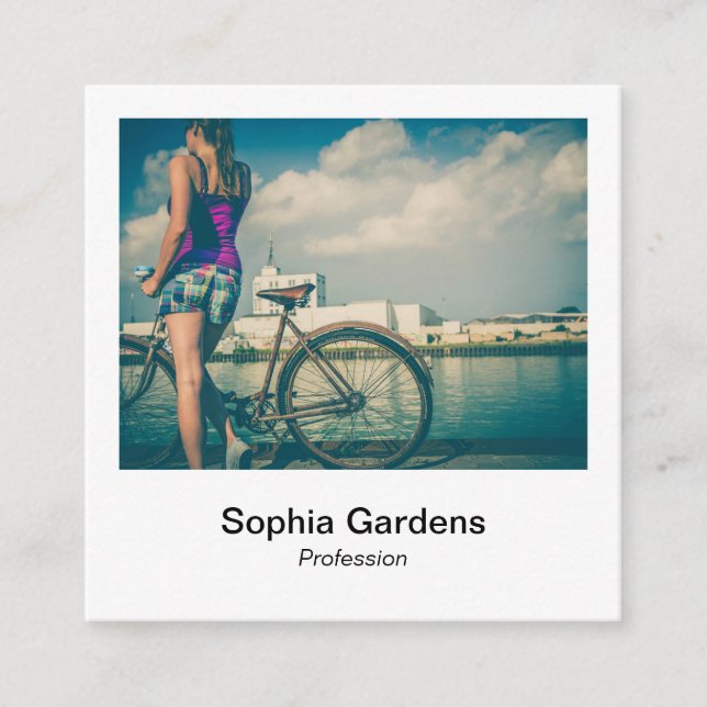 Instant Photo Style - Cyclist Square Business Card (Front)