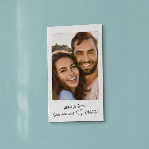 Instant photo with handwritten notes Save the Date Magnetic Business Card