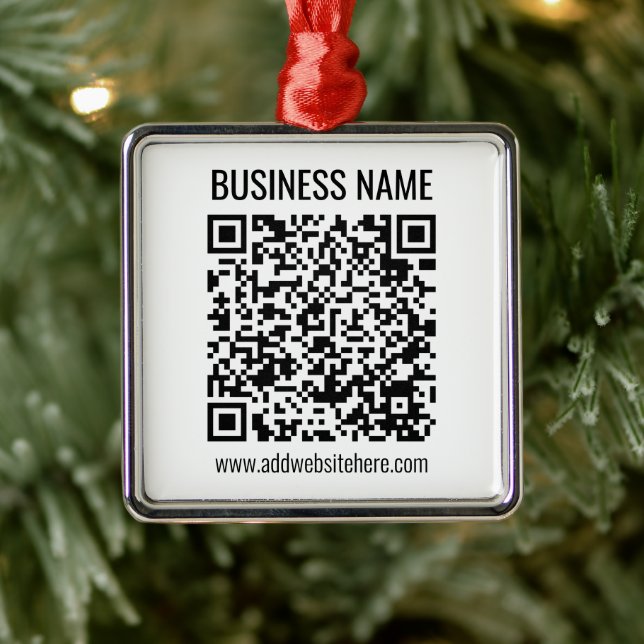 Instant QR Code (enter your website URL to change) Metal Ornament (Tree)