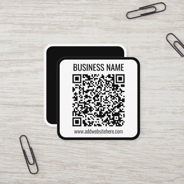 Instant QR Code (enter your website URL to change) Square Business Card (Front/Back In Situ)