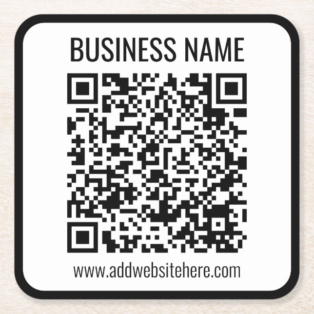 Instant QR Code (enter your website URL to change) Square Paper Coaster (Front)