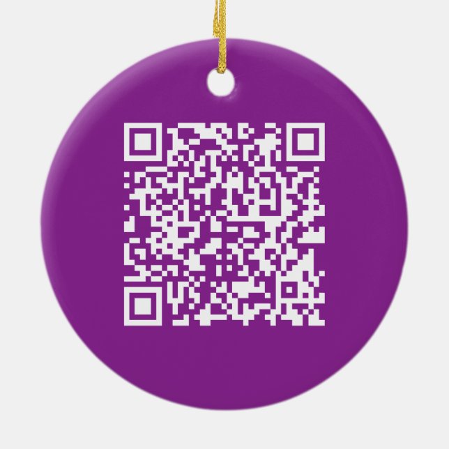 Instant QR code with Your Website URL | Purple Ceramic Ornament (Back)
