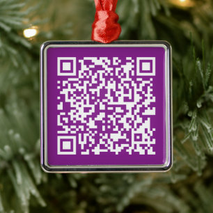 Instant QR code with Your Website URL Purple Metal Ornament