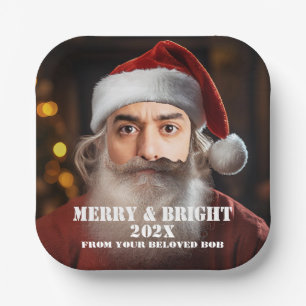 Instant Santa! Just add your face. Paper Plate