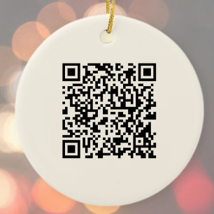 Instantly Create a QR Code   Editable Off White Ceramic Ornament