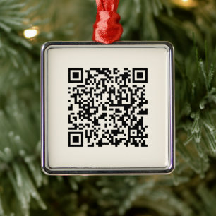 Instantly Create a QR Code Editable Off White Metal Ornament