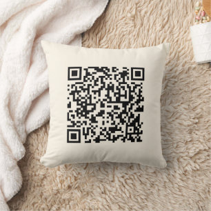 Instantly Create a QR Code   Editable Off White Throw Pillow