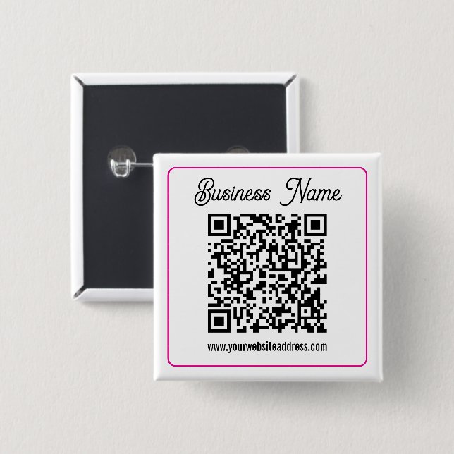 Instantly Create a Scannable QR code for Business 2 Inch Square Button (Front & Back)