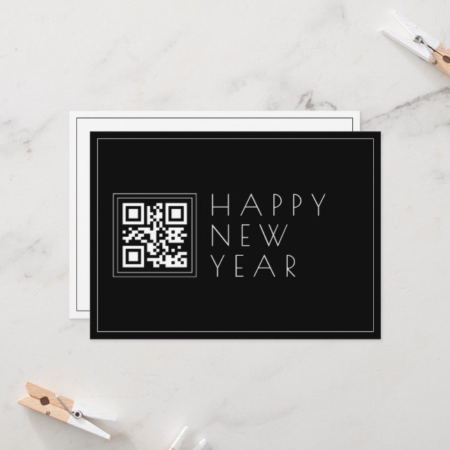 Instantly Create QR code | Stylish Happy New Years Card (Front/Back In Situ)