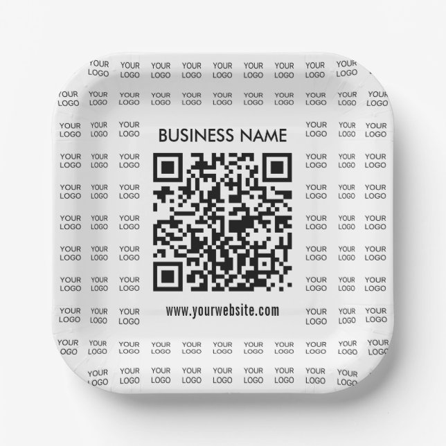 Instantly Create Scannable QR code & Logo Pattern Paper Plate (Front)