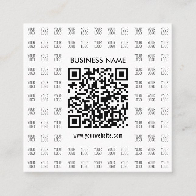 Instantly Create Scannable QR code & Logo Pattern Square Business Card (Front)
