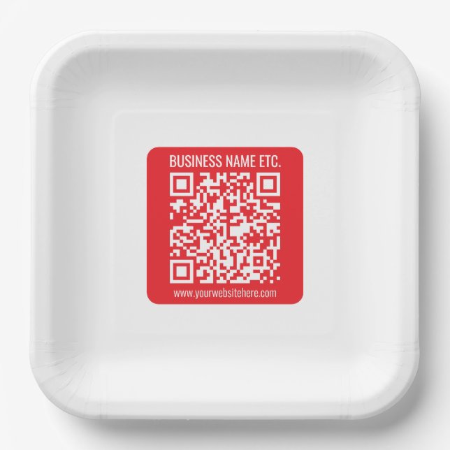 Instantly Create Your Own QR Code | Editable Red Paper Plate (Front)