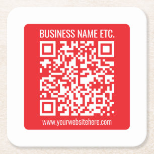 Instantly Create Your Own QR Code   Editable Red Square Paper Coaster