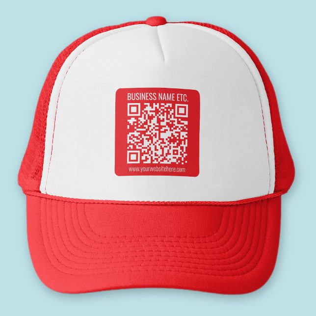 Instantly Create Your Own QR Code | Editable Red Trucker Hat (Creator Uploaded)