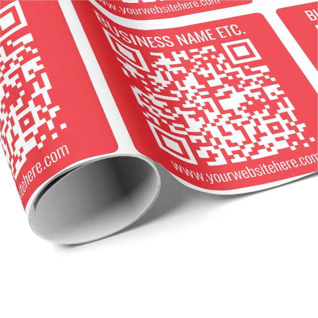Instantly Create Your Own QR Code | Editable Red Wrapping Paper (Roll Corner)