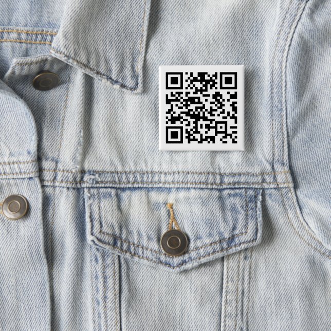 Instantly Created QR Code (by entering your URL) 2 Inch Square Button (In Situ)