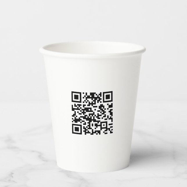 Instantly Created QR Code (by entering your URL) Paper Cups (Front)