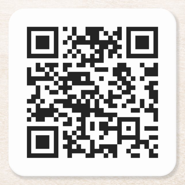 Instantly Created QR Code (by entering your URL) Square Paper Coaster (Front)