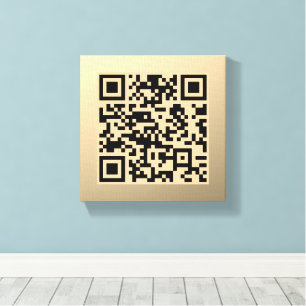 Instantly Editable QR code Template   Faux Gold Canvas Print