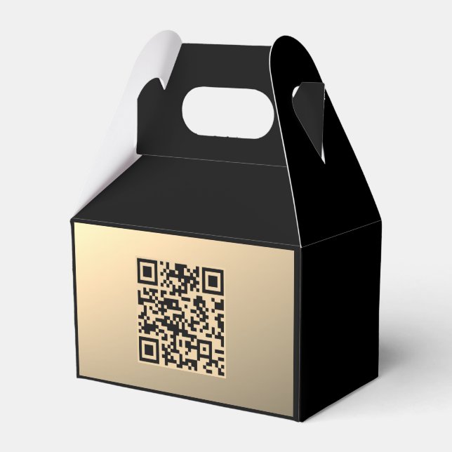 Instantly Editable QR code Template | Faux Gold Favor Box (Front Side)
