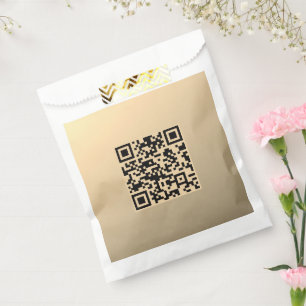 Instantly Editable QR code Template   Faux Gold Favour Bag
