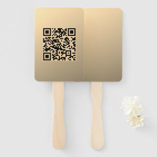 Instantly Editable QR code Template Faux Gold Hand Fan