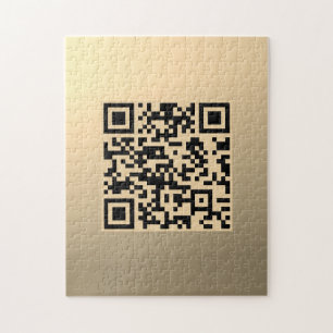 Instantly Editable QR code Template   Faux Gold Jigsaw Puzzle