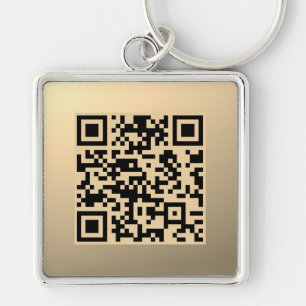 Instantly Editable QR code Template   Faux Gold Keychain