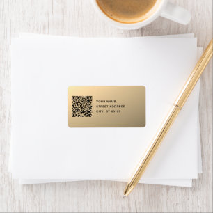 Instantly Editable QR code Template   Faux Gold Label
