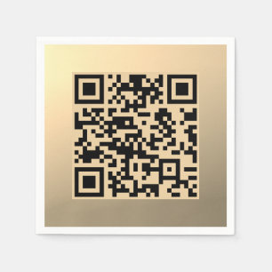 Instantly Editable QR code Template   Faux Gold Napkin