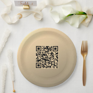Instantly Editable QR code Template   Faux Gold Paper Plate