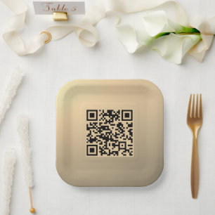 Instantly Editable QR code Template Faux Gold Paper Plate