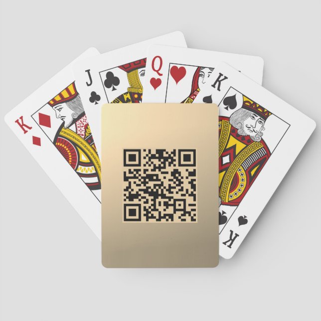 Instantly Editable QR code Template | Faux Gold Playing Cards (Back)