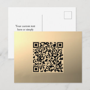 Instantly Editable QR code Template   Faux Gold Postcard