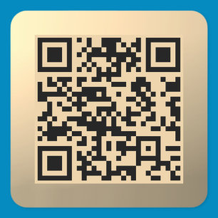 Instantly Editable QR code Template   Faux Gold Square Sticker