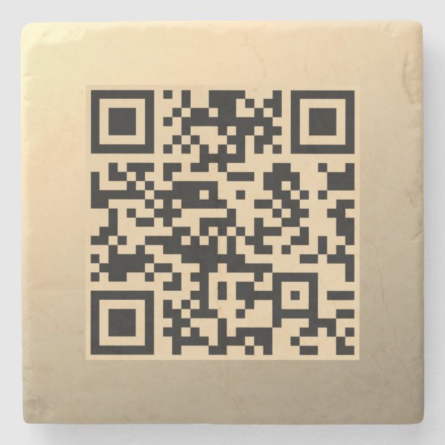 Instantly Editable QR code Template | Faux Gold Stone Coaster (Front)