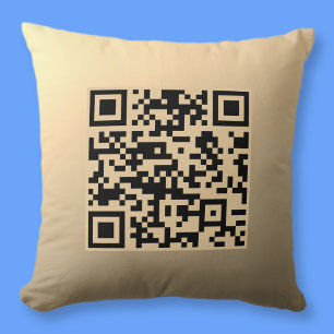 Instantly Editable QR code Template   Faux Gold Throw Pillow