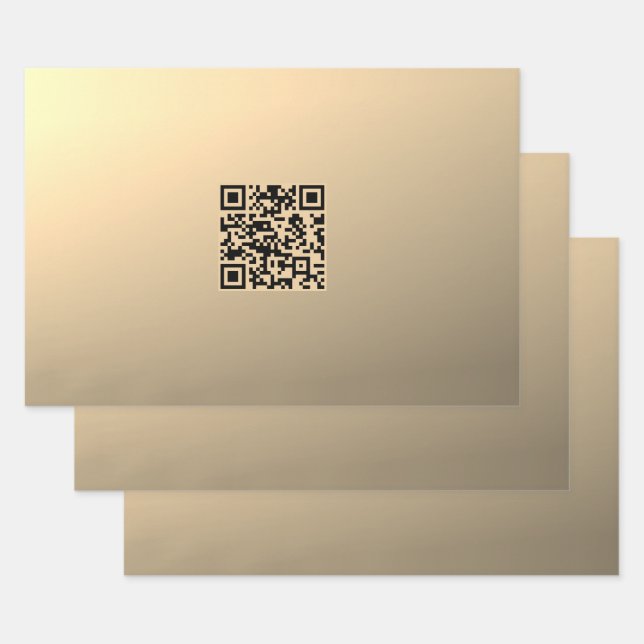 Instantly Editable QR code Template | Faux Gold Wrapping Paper Sheet (Set)