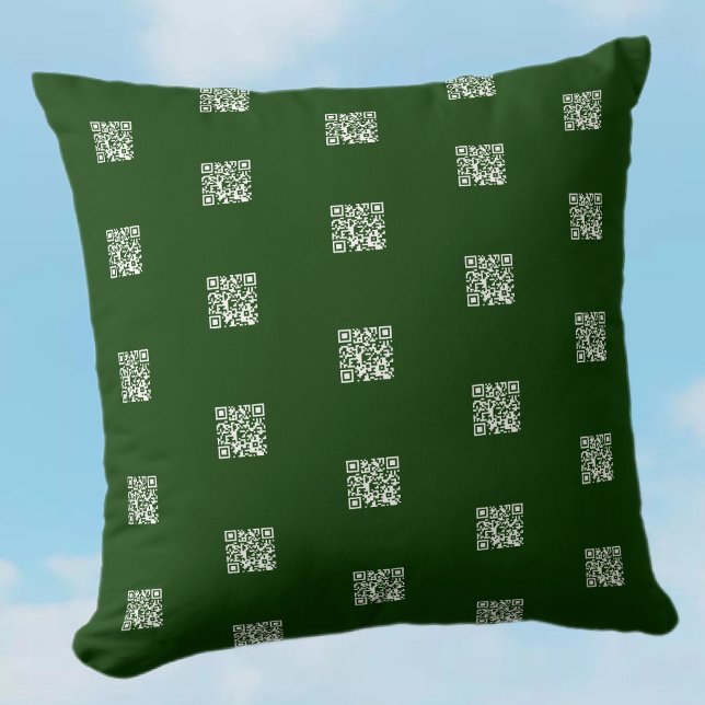 Instantly Make QR Code w/Tiled Pattern Deep Green Throw Pillow (Creator Uploaded)