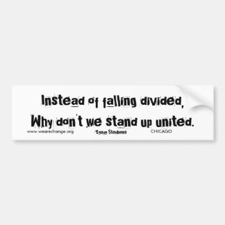 Instead of falling divided,Why don't we stand u... Bumper Sticker
