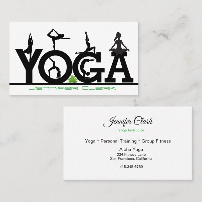 Instructeur de Yoga et Carte de visite Poses (Devant / Derrière)