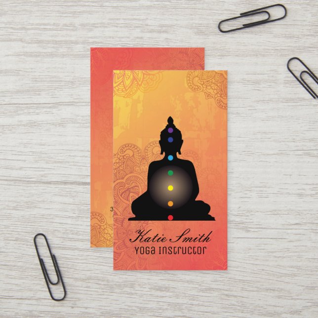 Instructeur de yoga et cartes de visite principaux (Devant/Arrière en situation)