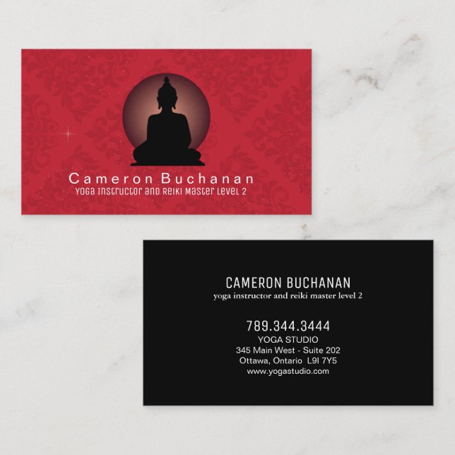 Instructeur de yoga et cartes de visite principaux (Devant / Derrière)