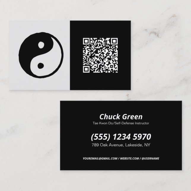 Instructeur en arts martiaux Carte de visite QR (Devant / Derrière)