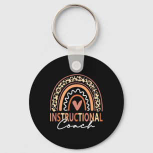 Instructional Coach leopard Rainbow Supplies Back Keychain