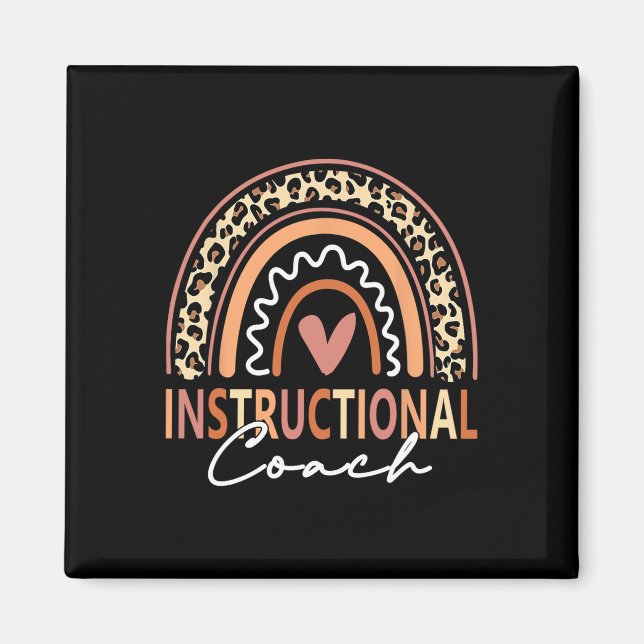 Instructional Coach leopard Rainbow Supplies Back  Magnet (Front)