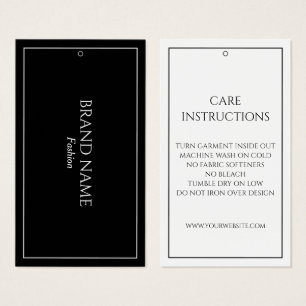 Instructions de soins simples en noir et blanc Mot