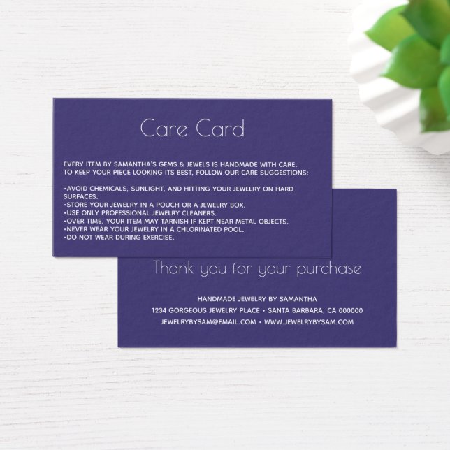 Instructions pour la carte de bijoux avec logo Pur (Bureau)
