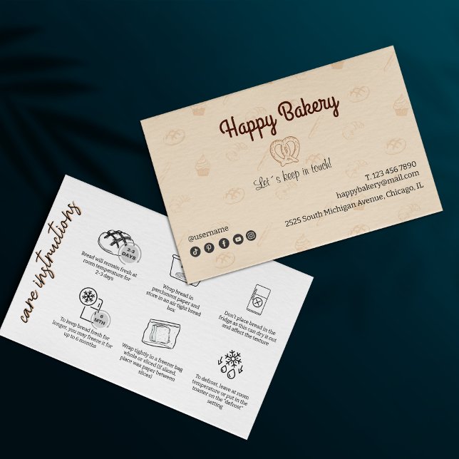 Instructions pour la garde de pâte à papier Boulan (Sourdough Care Instructions Beige Bakery Icons)