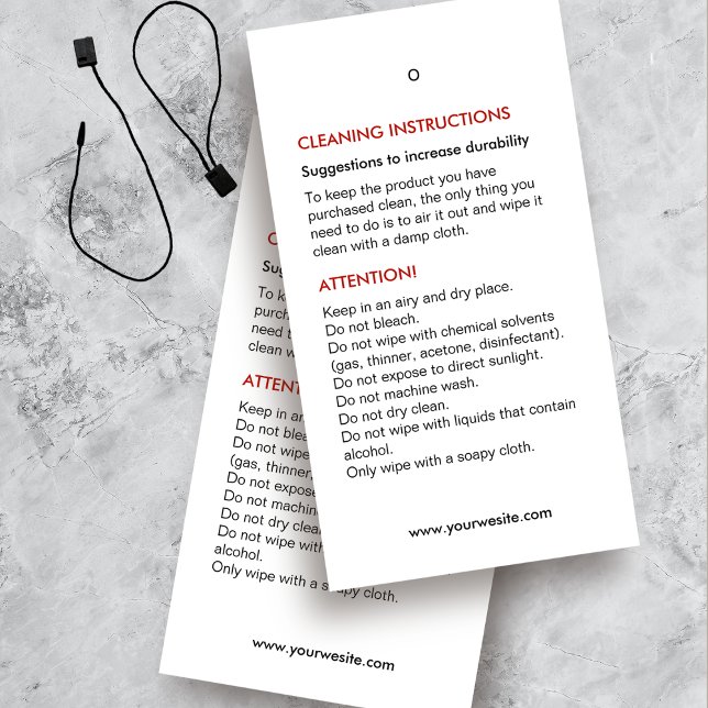 Instructions pour le nettoyage Carte d'étiquette H (Créateur téléchargé)
